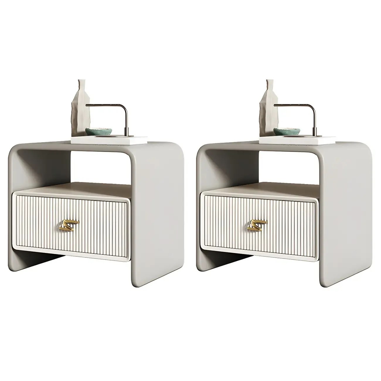 Morandi Narrow Open Back Leather Wood Nightstand Image - 28