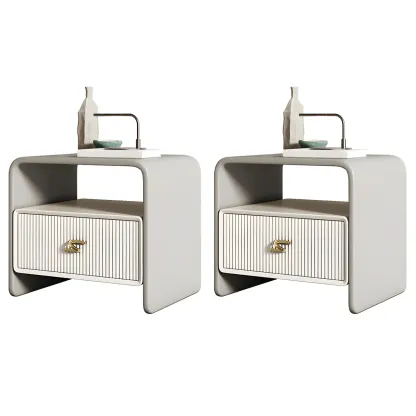 Morandi Narrow Open Back Leather Wood Nightstand Image - 28