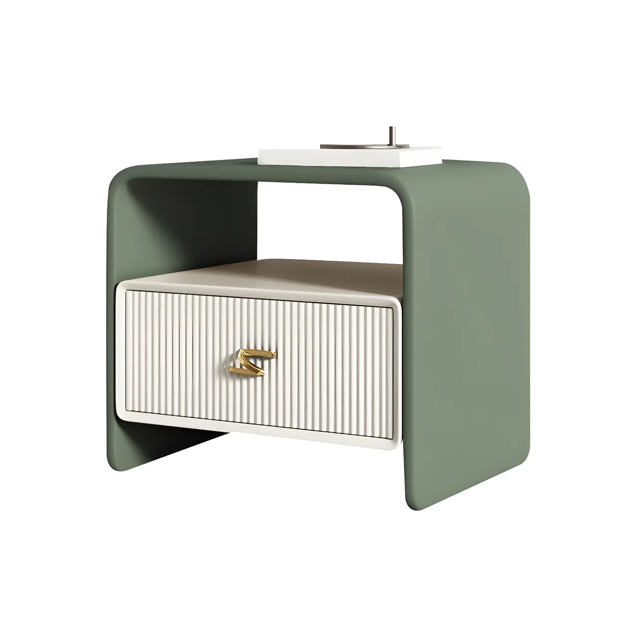 Morandi Narrow Open Back Leather Wood Nightstand Image - 27 | homeyfad