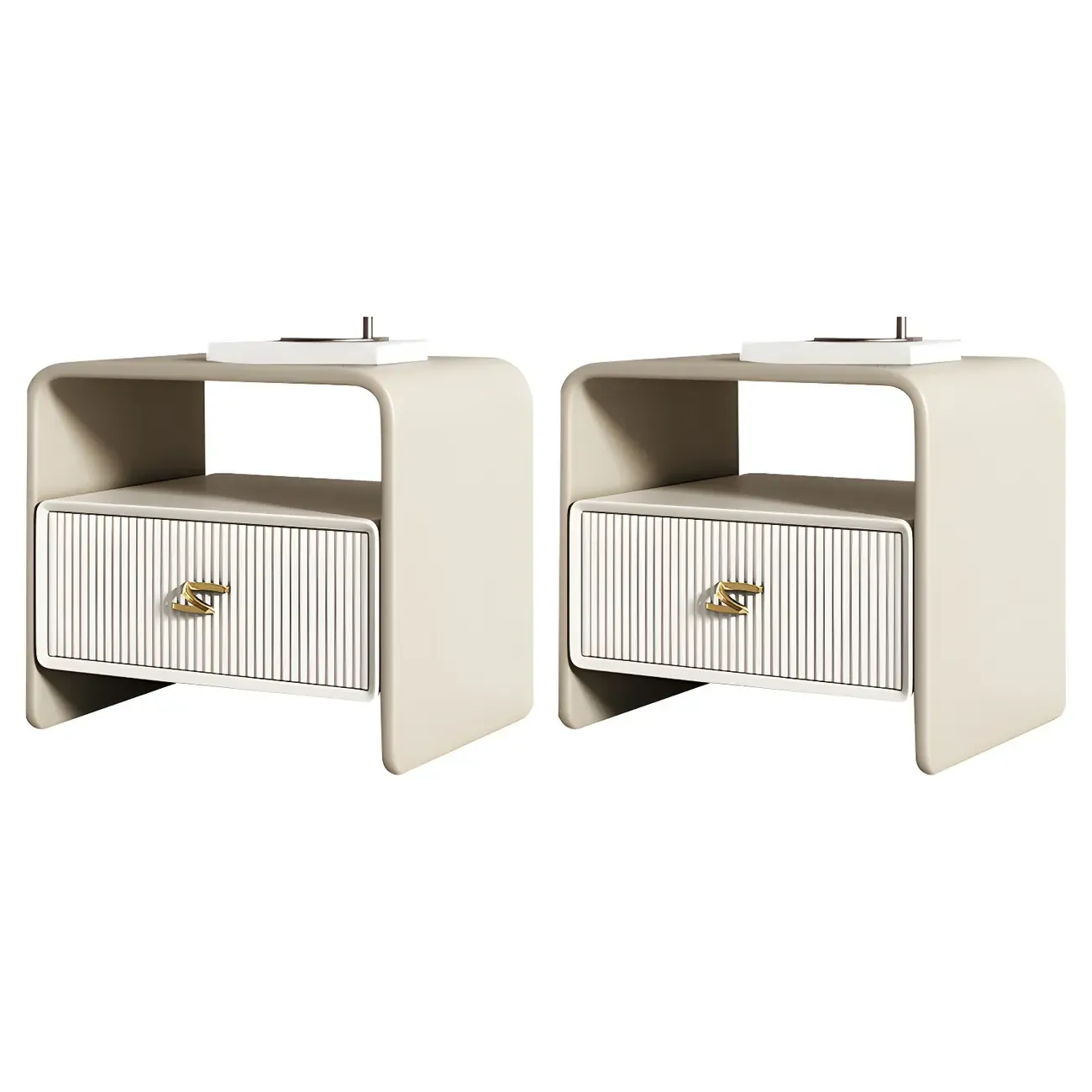 Morandi Narrow Open Back Leather Wood Nightstand Image - 30