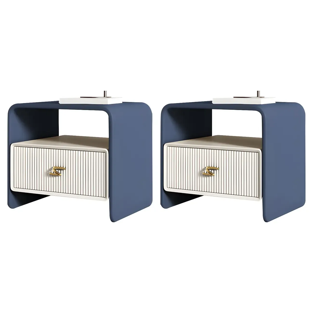 Morandi Narrow Open Back Leather Wood Nightstand Image - 32