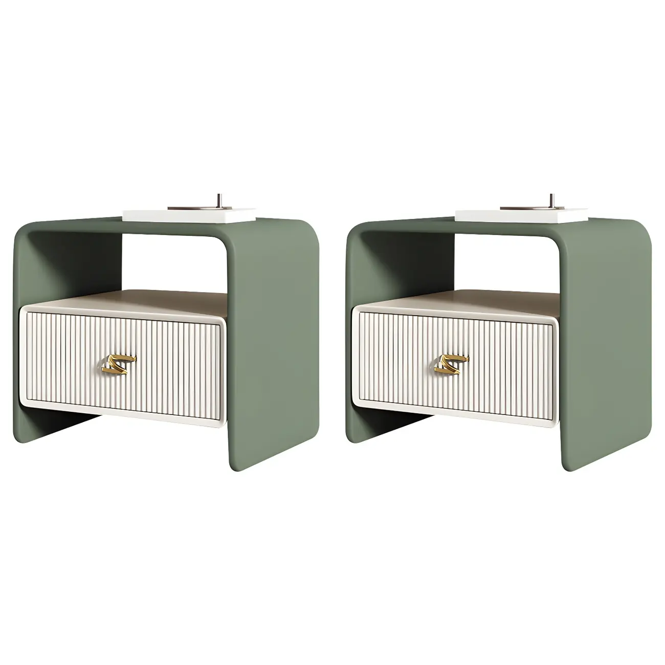 Morandi Narrow Open Back Leather Wood Nightstand Image - 33 | homeyfad