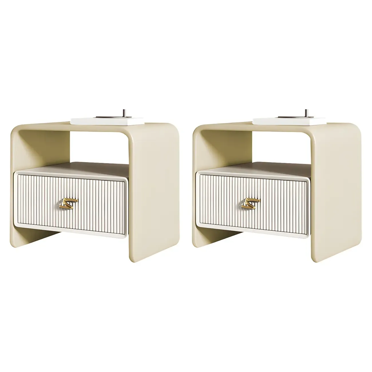 Morandi Narrow Open Back Leather Wood Nightstand Image - 35