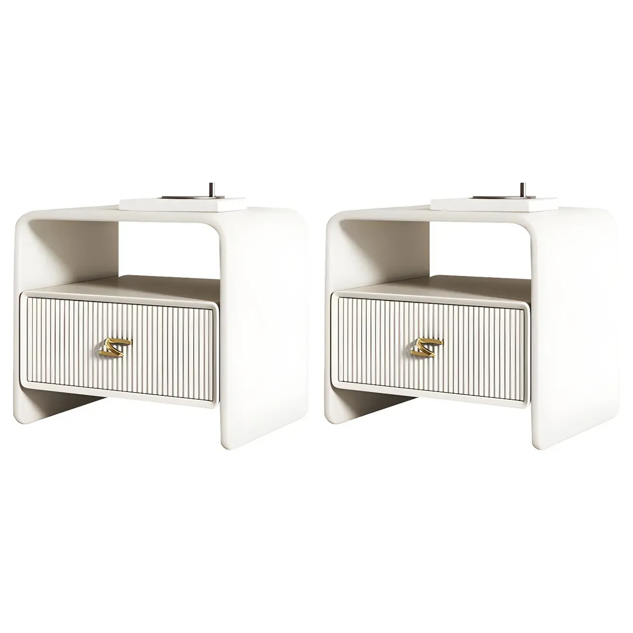 Morandi Narrow Open Back Leather Wood Nightstand Image - 36