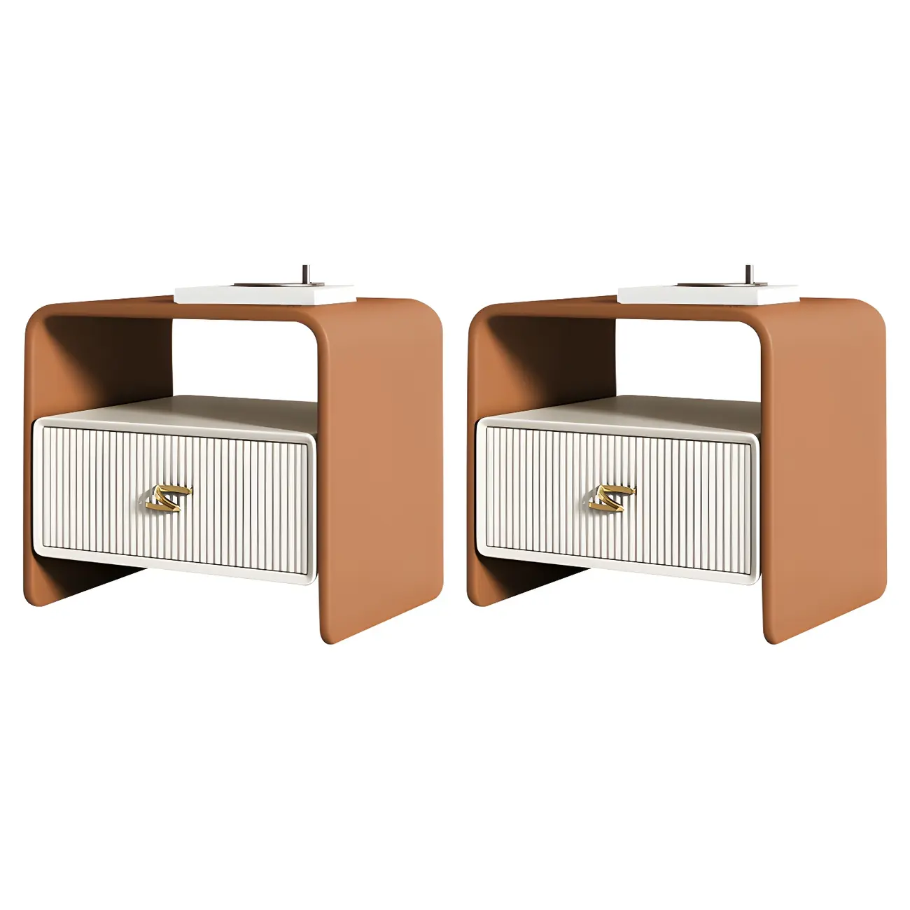 Morandi Narrow Open Back Leather Wood Nightstand Image - 37 | homeyfad