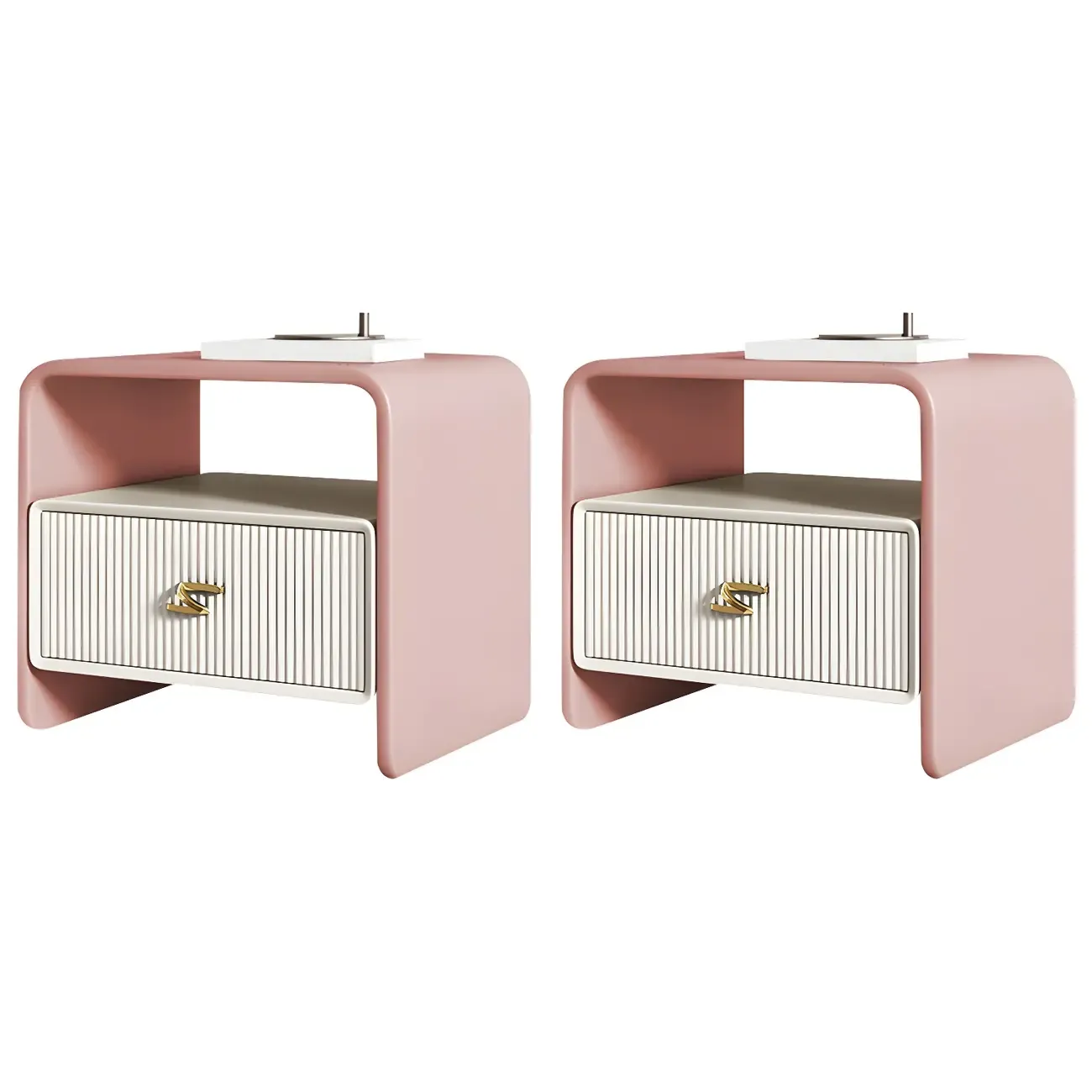 Morandi Narrow Open Back Leather Wood Nightstand Image - 38