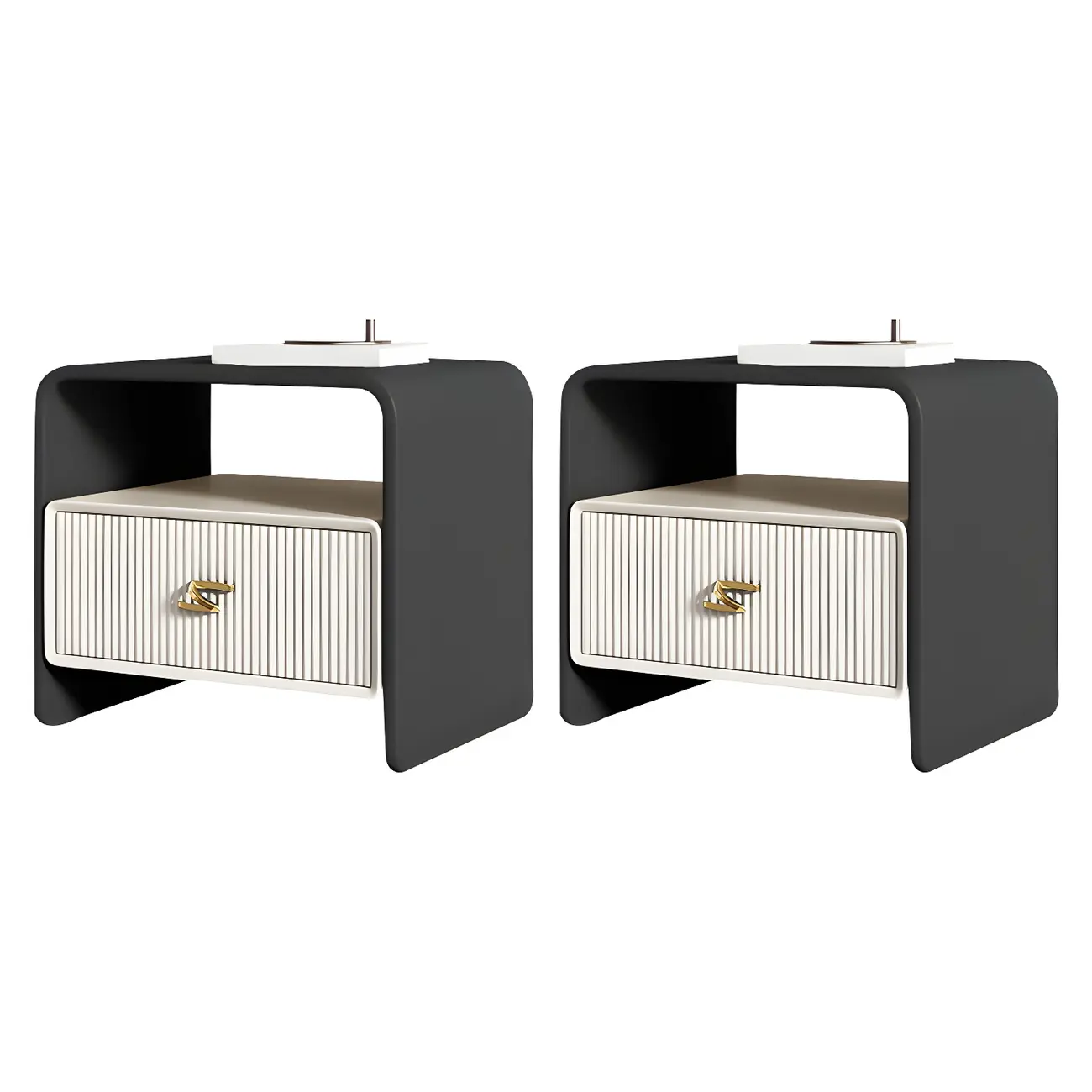 Morandi Narrow Open Back Leather Wood Nightstand Image - 39 | homeyfad