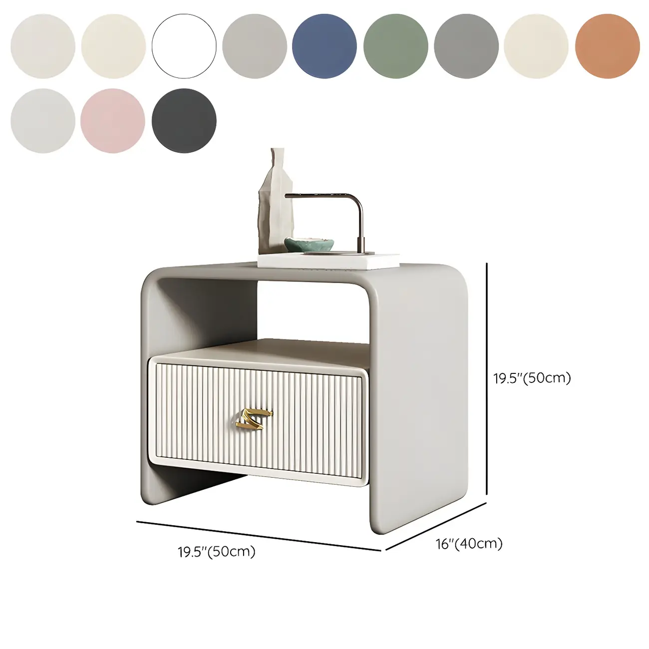 Morandi Narrow Open Back Leather Wood Nightstand #size | homeyfad