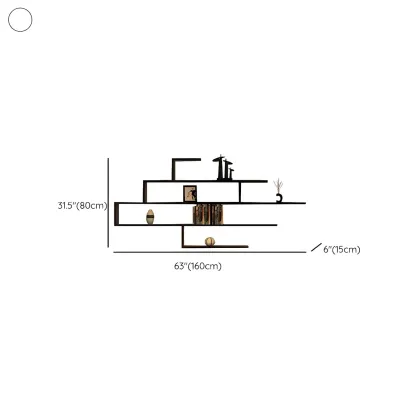 Minimalist Black Wood Geometric Wall-mounted Bookshelf Image - 9