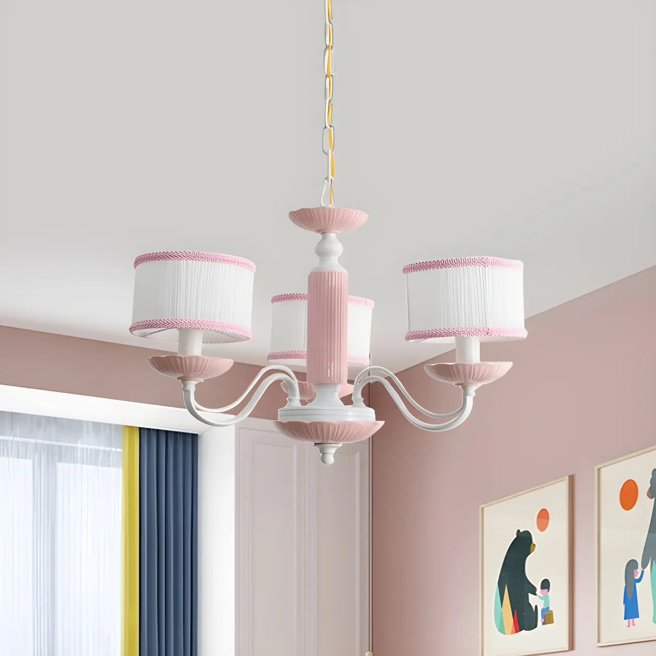Pink Glass Retro Flower Shaped Chandelier Light Image - 2 | homeyfad