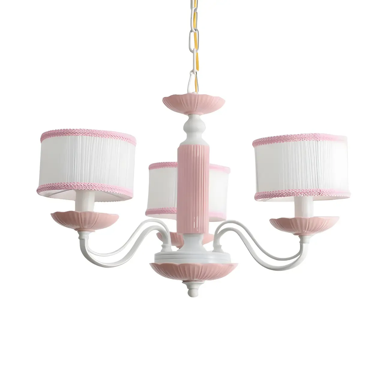Pink Glass Retro Flower Shaped Chandelier Light Image - 3