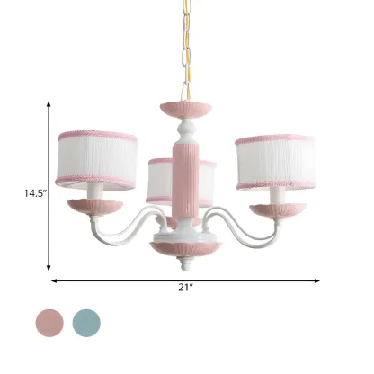 Pink Glass Retro Flower Shaped Chandelier Light Image - 4