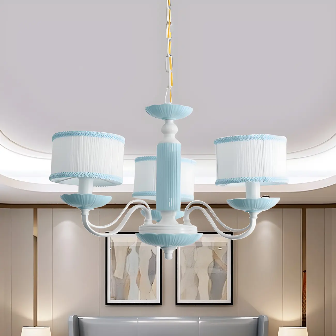 Pink Glass Retro Flower Shaped Chandelier Light Image - 6 | homeyfad