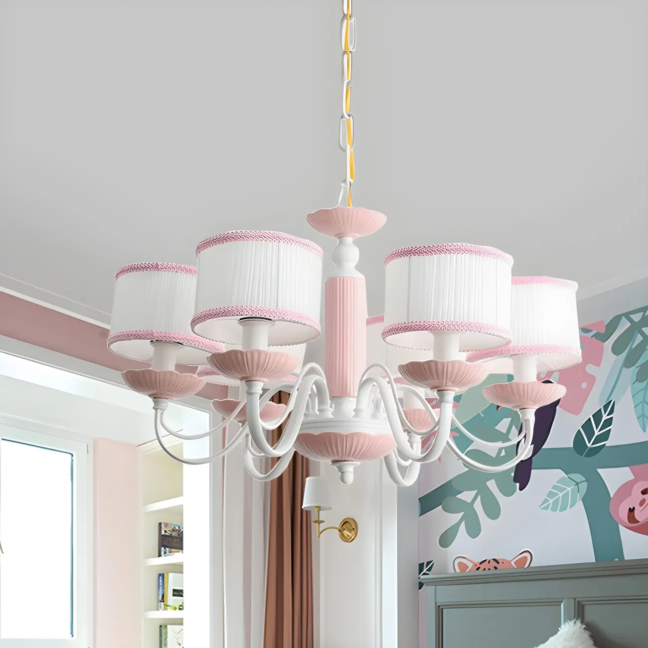 Pink Glass Retro Flower Shaped Chandelier Light Image - 10 | homeyfad