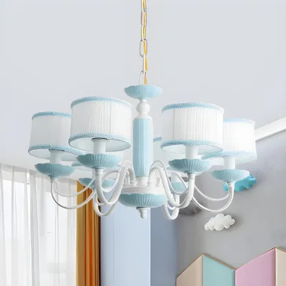 Pink Glass Retro Flower Shaped Chandelier Light Image - 14