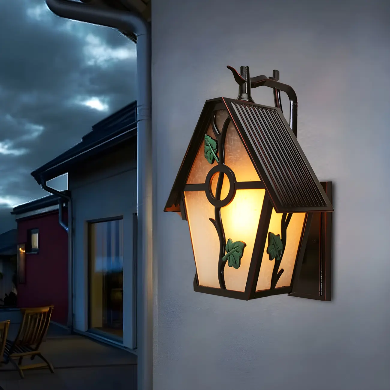 Rustic Modern Outdoor Glass Metal Coffee Wall Lantern Sconce Image - 1 | homeyfad