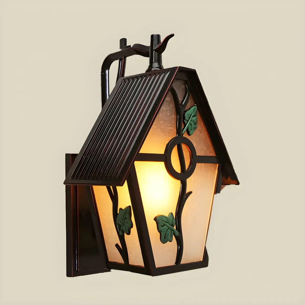 Rustic Modern Outdoor Glass Metal Coffee Wall Lantern Sconce Image - 3