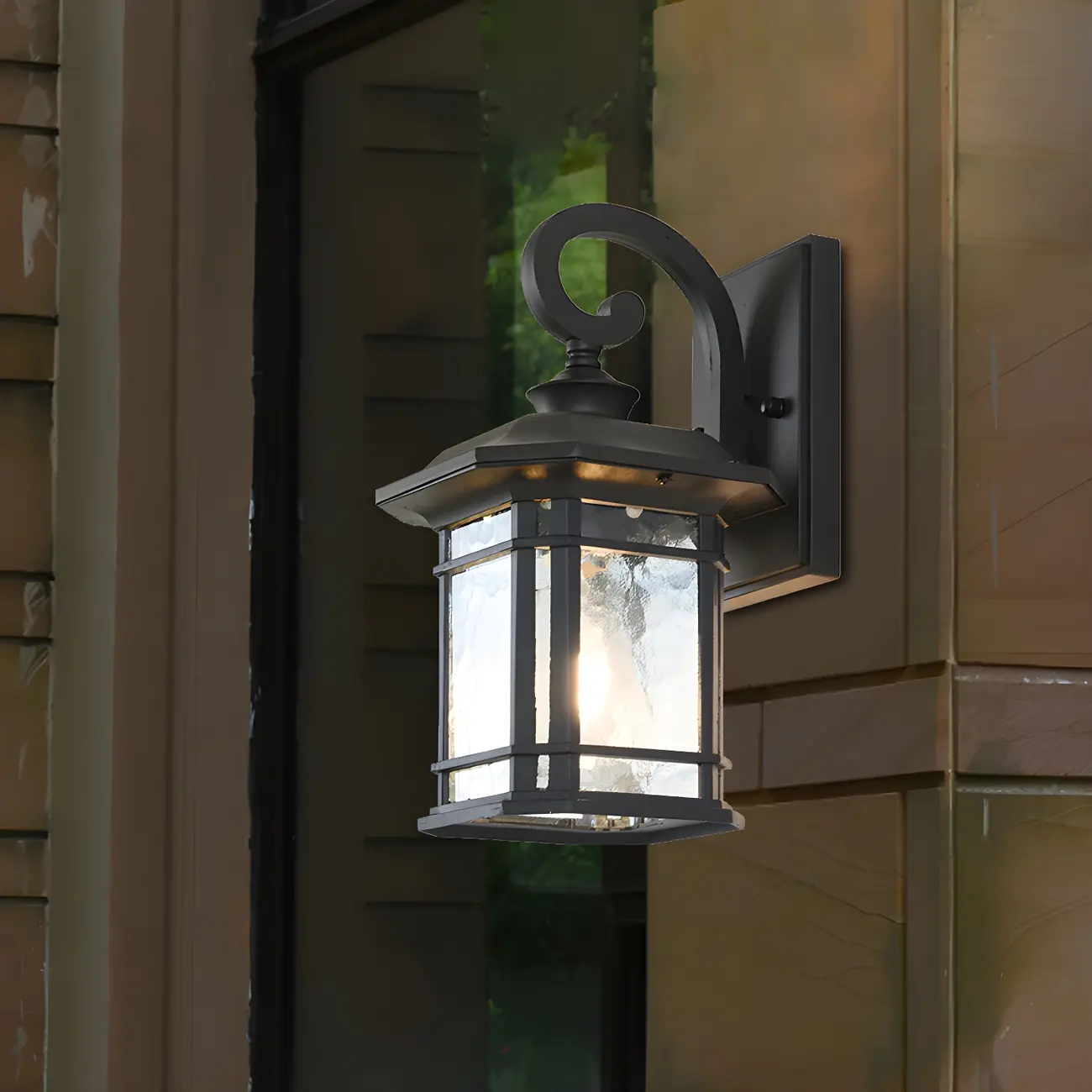 Rustic Black Glass 12.5”H Outdoor LED Wall Lantern  Image - 2 | homeyfad