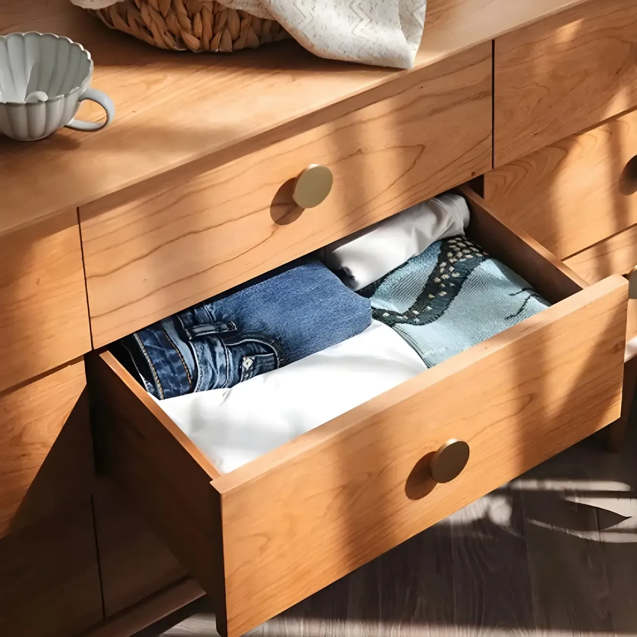 Contemporary Brown Wooden Dressers & Chests with 9-Drawers Image - 9