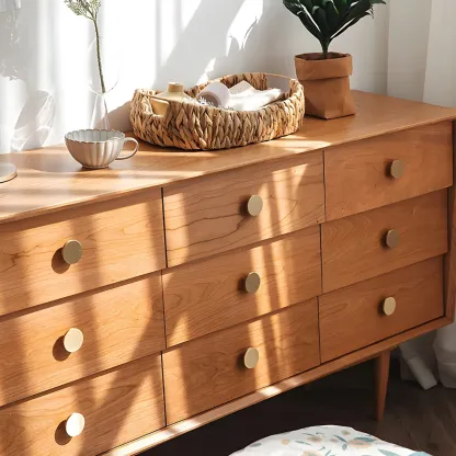 Contemporary Brown Wooden Dressers & Chests with 9-Drawers Image - 10
