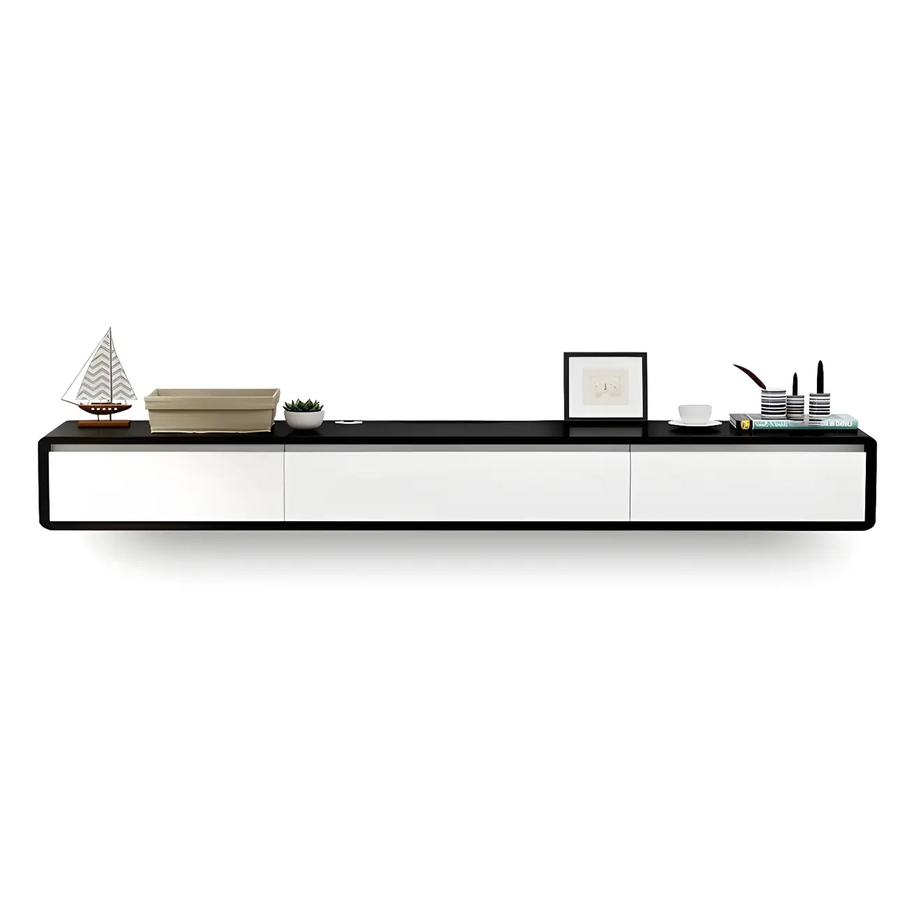 Rectangular Wall-Mounted Wood Drawers TV Stand White Image - 15 | homeyfad
