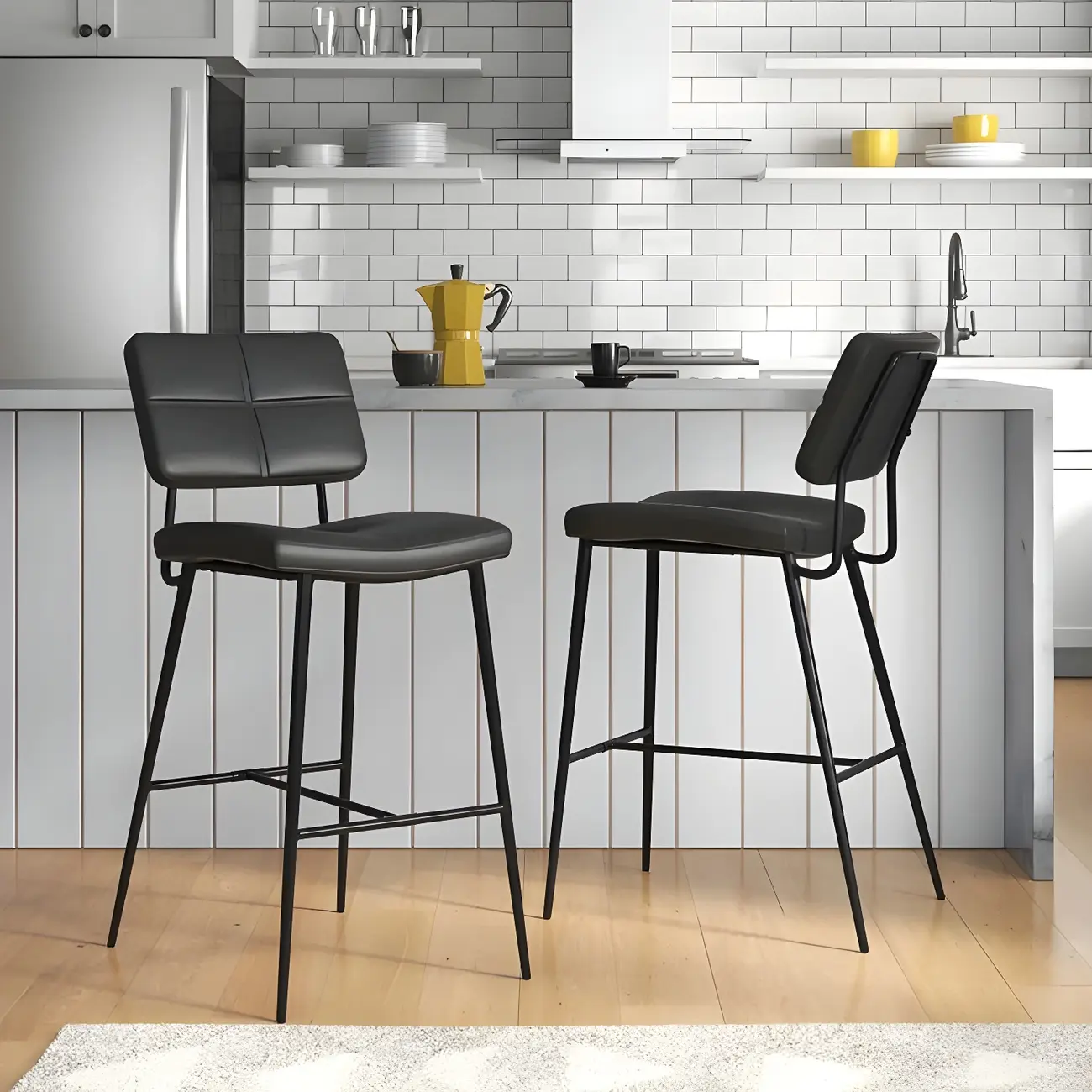 Modern Metal Cushioned Swivel Adjustable Bar Stool Image - 1 | homeyfad