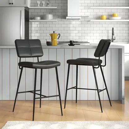 Modern Metal Cushioned Swivel Adjustable Bar Stool Image - 1