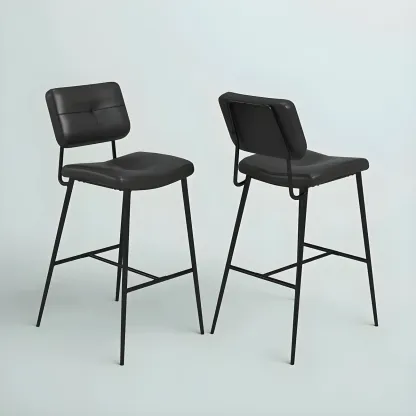 Modern Metal Cushioned Swivel Adjustable Bar Stool Image - 4