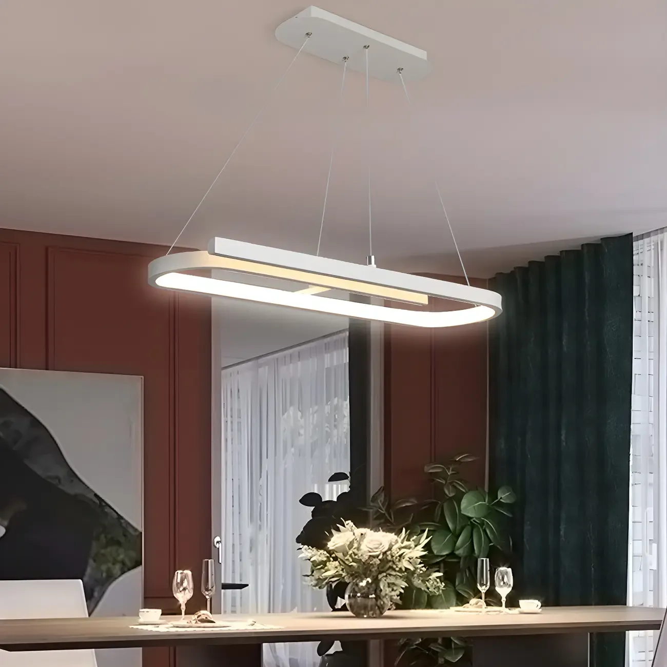 Trendy Modern LED Geometric Island Pendant Light Image - 1