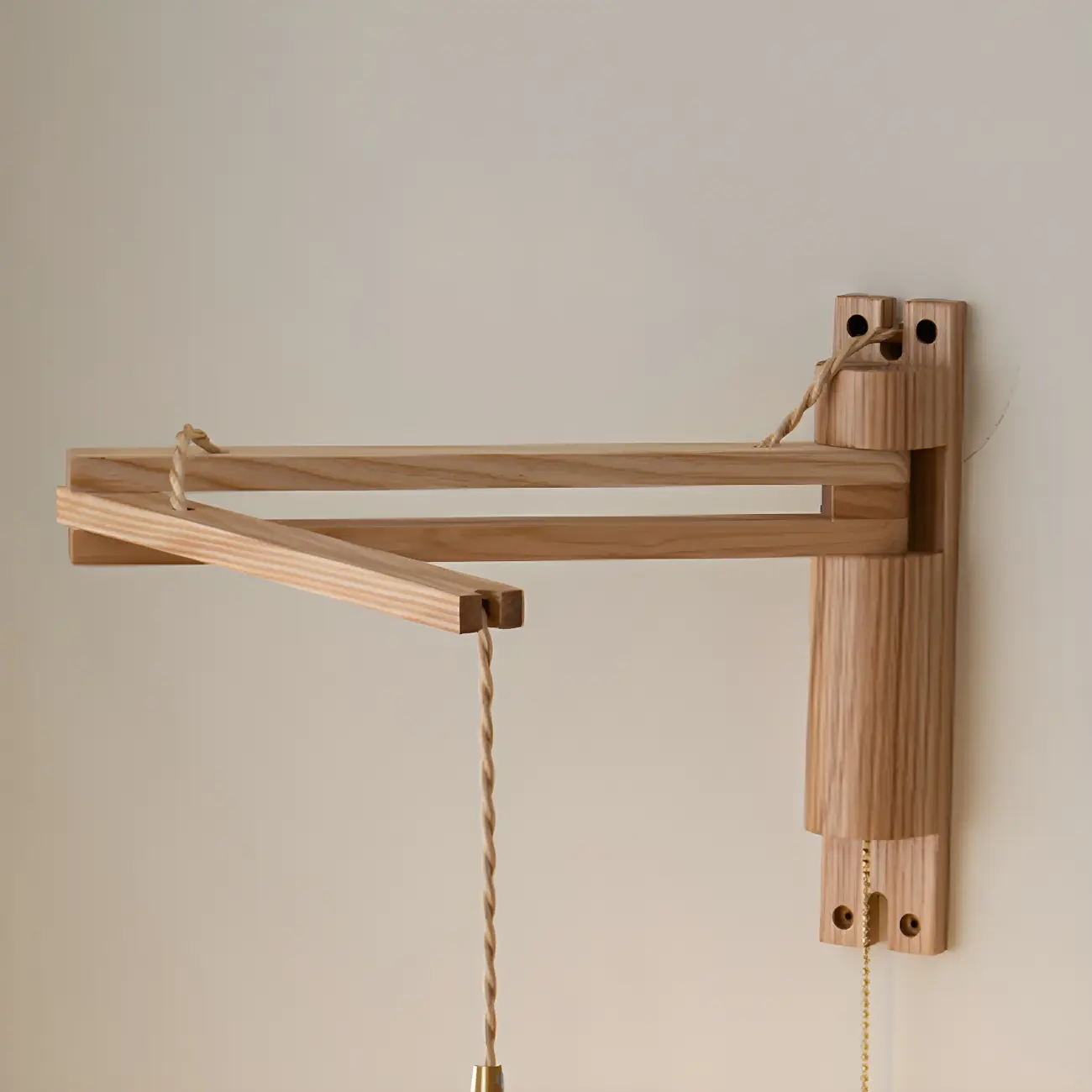 Rustic Wood Clear Glass Swing Arm Wall Light Image - 8 | homeyfad