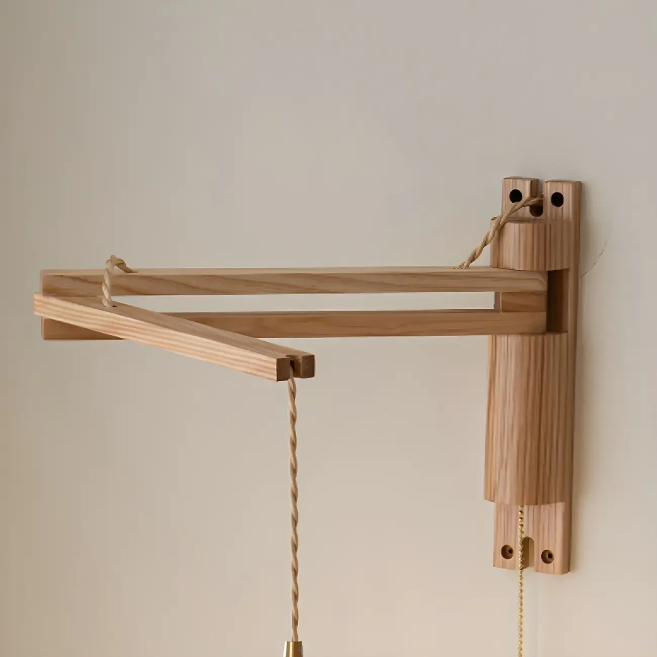 Rustic Wood Clear Glass Swing Arm Wall Light Image - 8