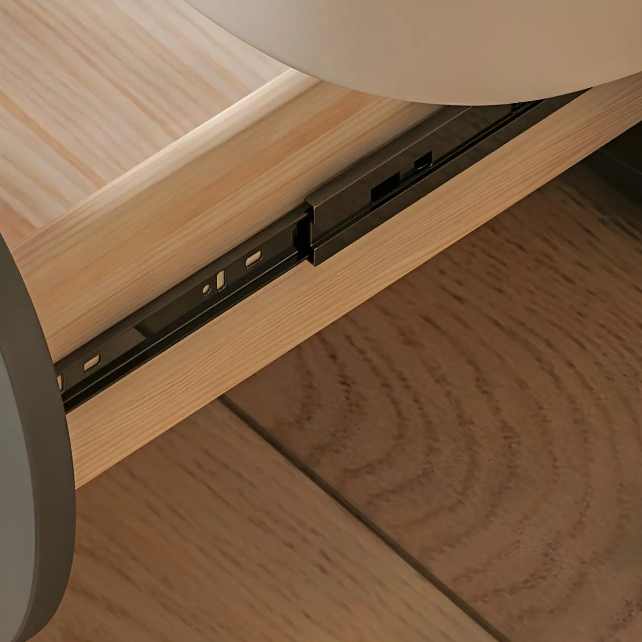 Two-color Wood Beige 2 Drawers Beside Nightstand Image - 8 | homeyfad