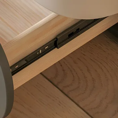 Two-color Wood Beige 2 Drawers Beside Nightstand Image - 8