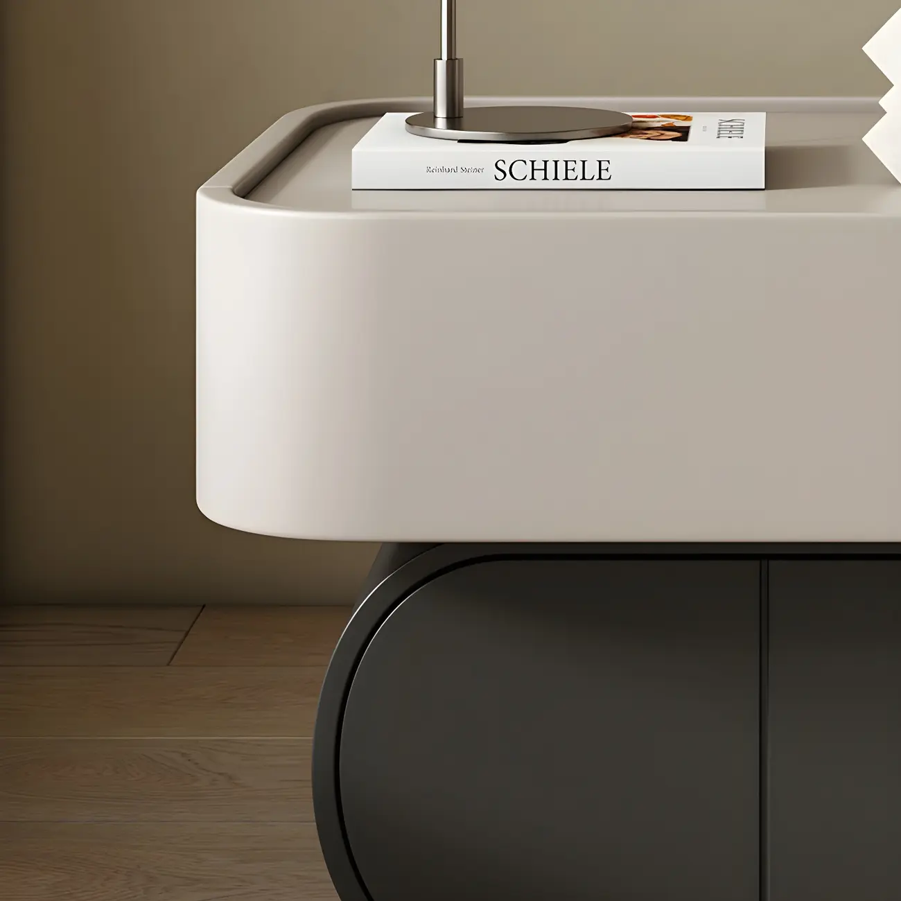 Two-color Wood Beige 2 Drawers Beside Nightstand Image - 9 | homeyfad