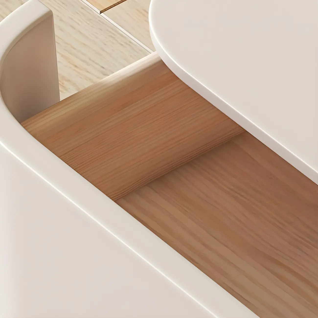 Two-color Wood Beige 2 Drawers Beside Nightstand Image - 11 | homeyfad