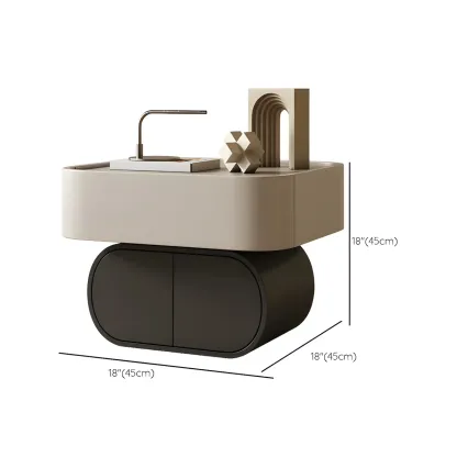 Two-color Wood Beige 2 Drawers Beside Nightstand Image - 16