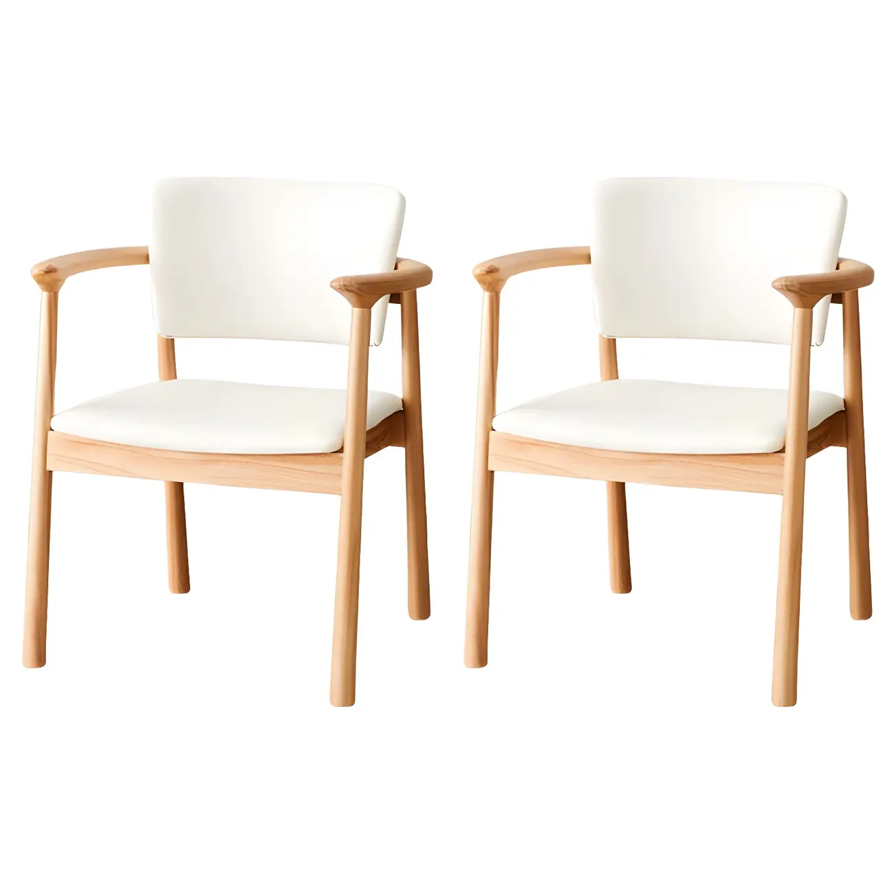 Modern Upholstered Rubberwood Arm Dining Chair Set of 2 Image - 10 | homeyfad
