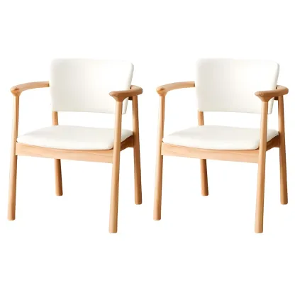 Modern Upholstered Rubberwood Arm Dining Chair Set of 2 Image - 10
