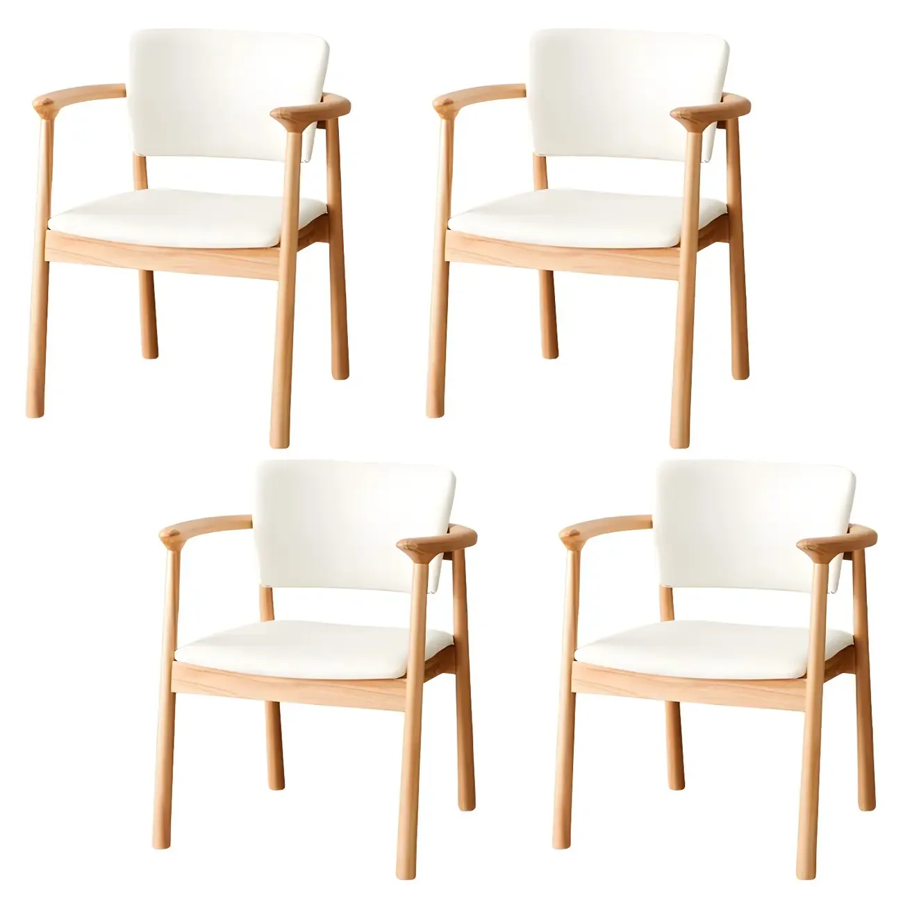 Modern Upholstered Rubberwood Arm Dining Chair Set of 2 Image - 11