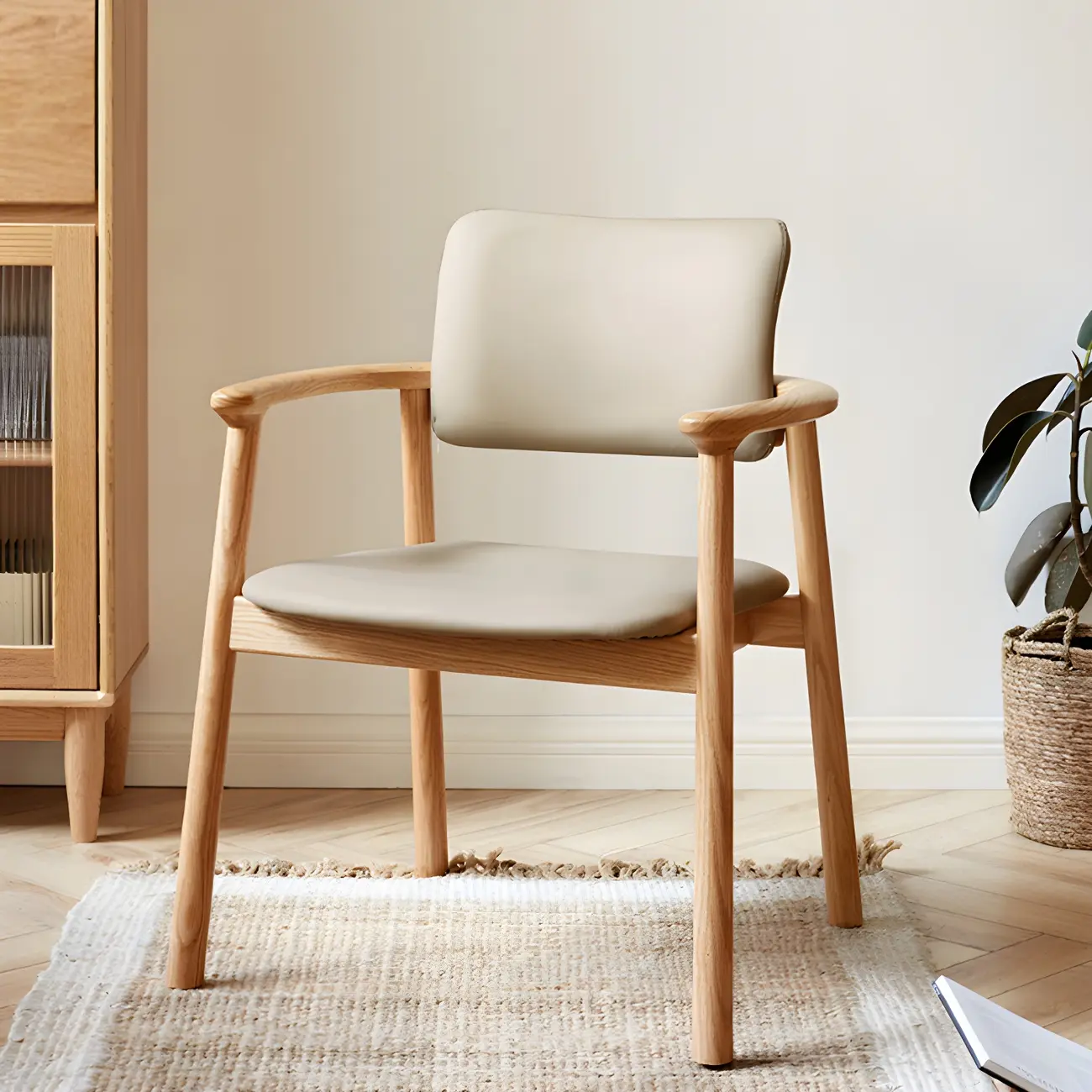 Modern Upholstered Rubberwood Arm Dining Chair Set of 2 Image - 1 | homeyfad