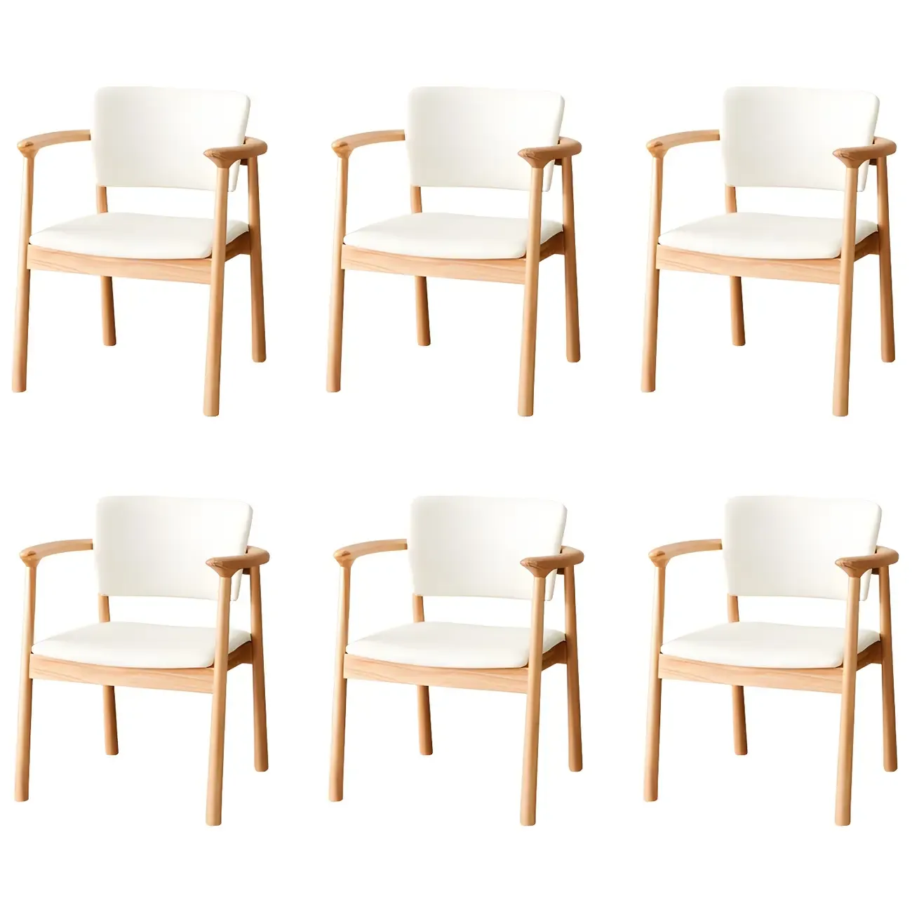 Modern Upholstered Rubberwood Arm Dining Chair Set of 2 Image - 12