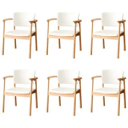 Modern Upholstered Rubberwood Arm Dining Chair Set of 2 Image - 12