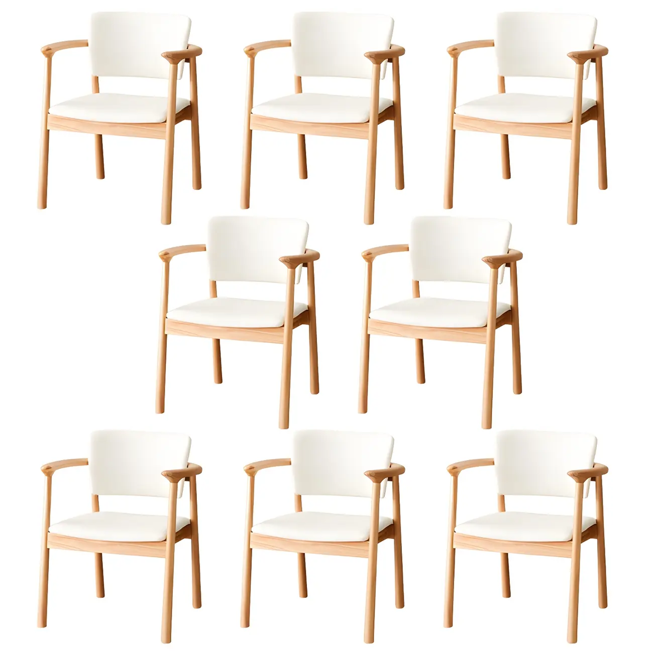 Modern Upholstered Rubberwood Arm Dining Chair Set of 2 Image - 14 | homeyfad