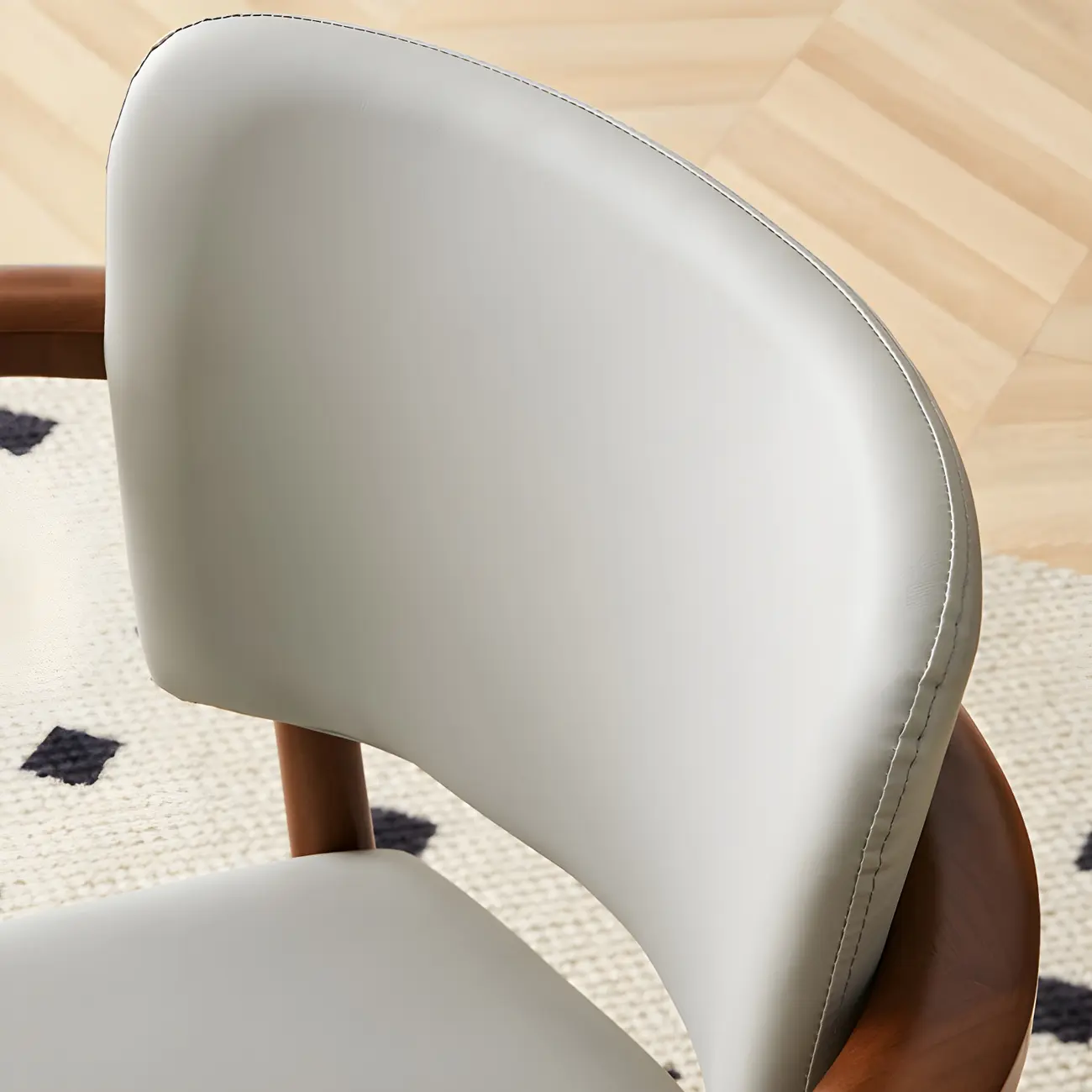 Modern Upholstered Rubberwood Arm Dining Chair Set of 2 Image - 6 | homeyfad