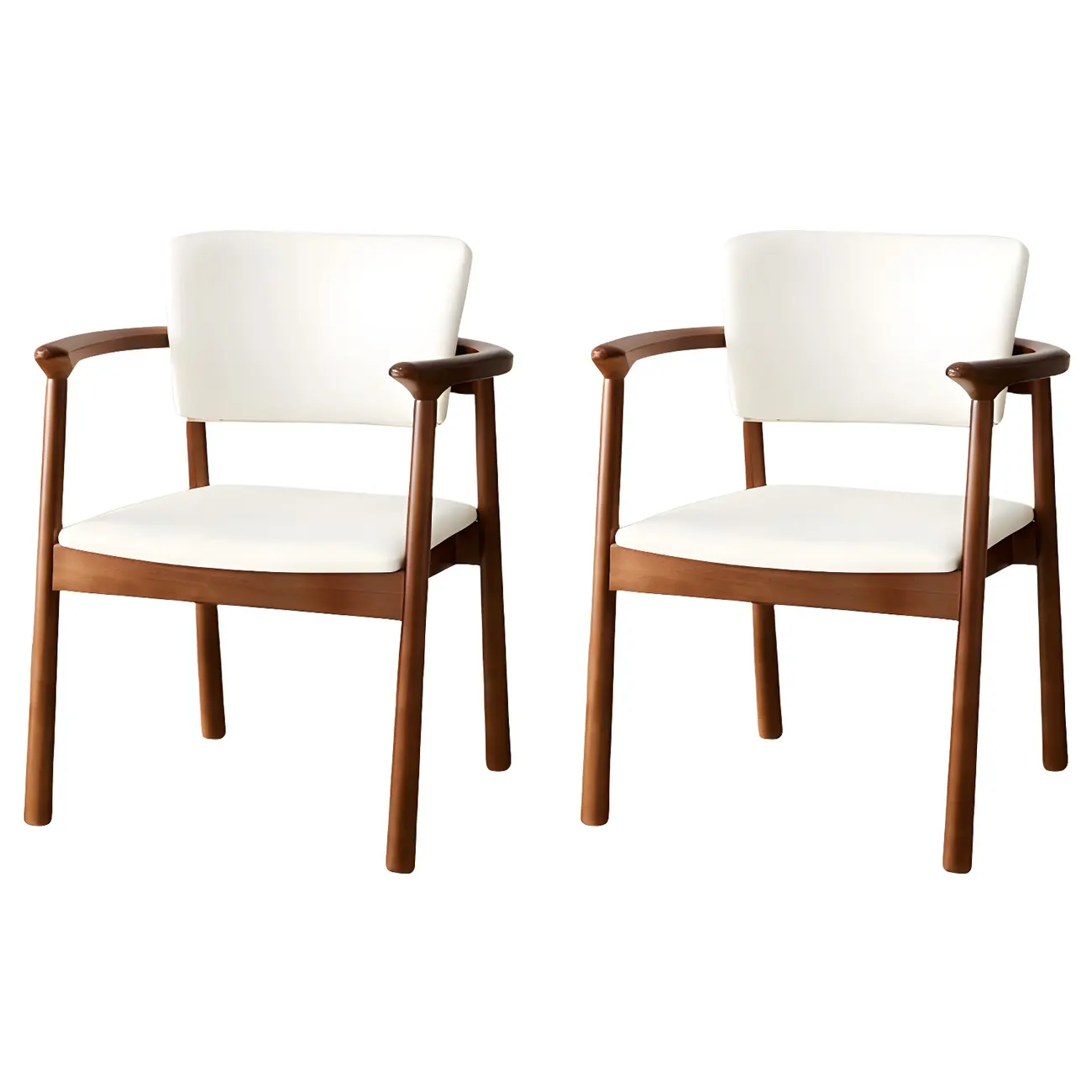 Modern Upholstered Rubberwood Arm Dining Chair Set of 2 Image - 16 | homeyfad