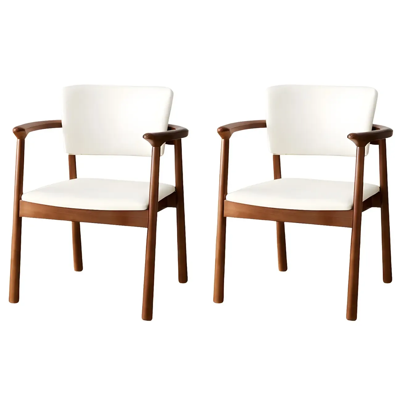 Modern Upholstered Rubberwood Arm Dining Chair Set of 2 Image - 16
