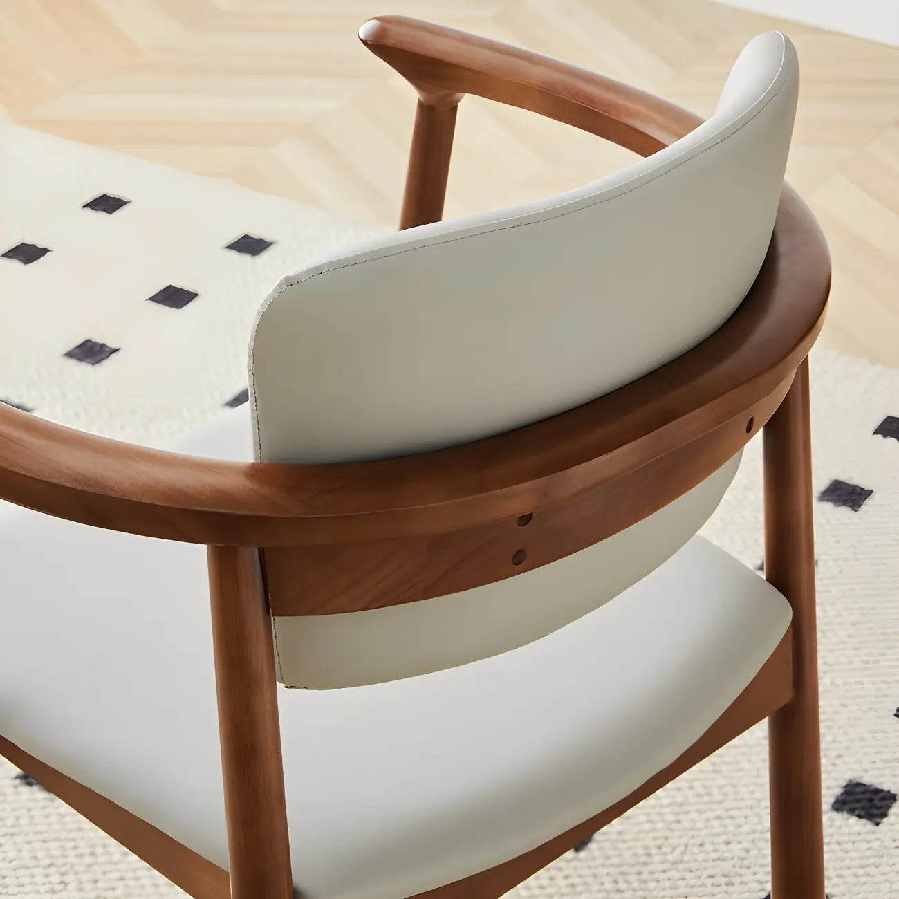 Modern Upholstered Rubberwood Arm Dining Chair Set of 2 Image - 9 | homeyfad