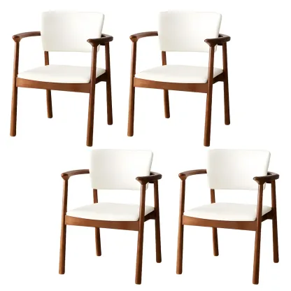 Modern Upholstered Rubberwood Arm Dining Chair Set of 2 Image - 17