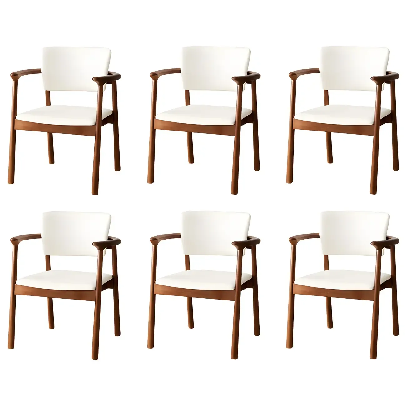 Modern Upholstered Rubberwood Arm Dining Chair Set of 2 Image - 18