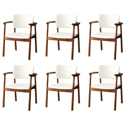 Modern Upholstered Rubberwood Arm Dining Chair Set of 2 Image - 18